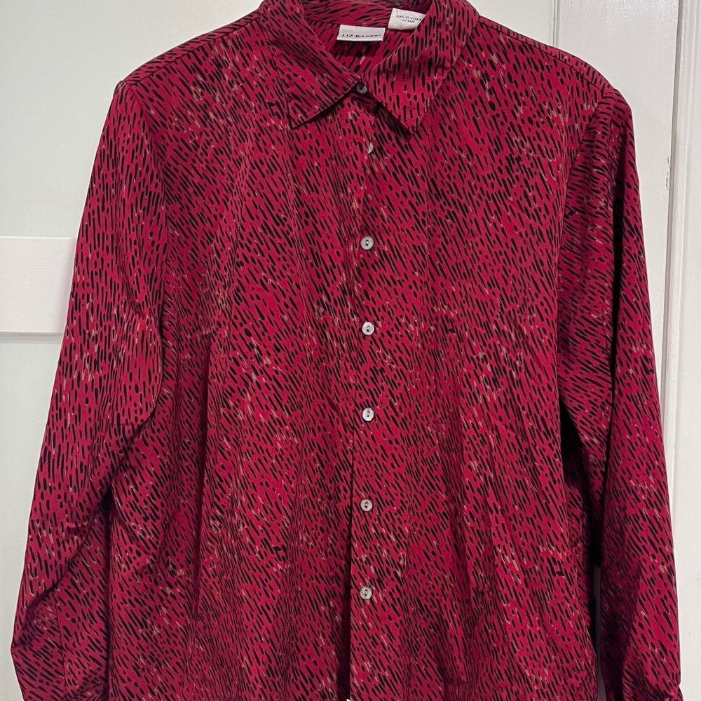 Liz Baker Red and Black Abstract Blouse